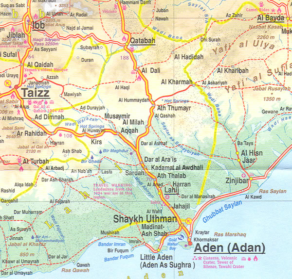 yemen aden route carte